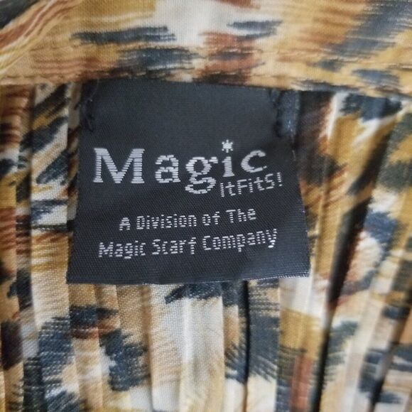 Mini Pleats Magic Scarf Blouse Pleated Retro Polyester Top - Picture 5 of 6